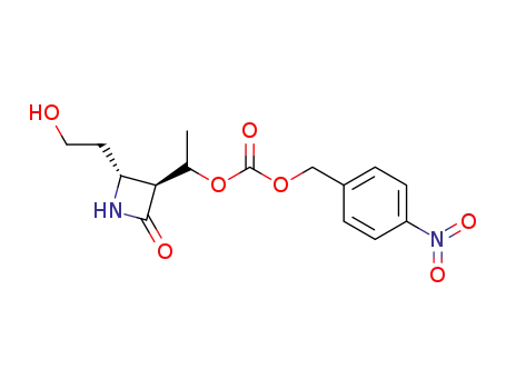 Molecular Structure of 64066-69-9 (Carbonic acid, 1-[2-(2-hydroxyethyl)-4-oxo-3-azetidinyl]ethyl
(4-nitrophenyl)methyl ester)