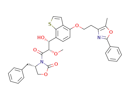 (S)-4-benzyl-3-((2S,3R)-3-hydroxy-2-methoxy-3-{4-[2-(5-methyl-2-phenyl-oxazol-4-yl)-ethoxy]-benzo[b]thiophen-7-yl}-propionyl)-oxazolidin-2-one