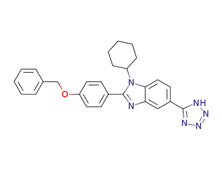 Molecular Structure of 503857-50-9 (2-[4-(Benzyloxy)phenyl]-1-cyclohexyl-5-(1H-tetrazol-5-yl)-1H-benzimidazole)
