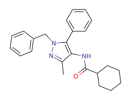Molecular Structure of 824969-25-7 (Cyclohexanecarboxamide,
N-[3-methyl-5-phenyl-1-(phenylmethyl)-1H-pyrazol-4-yl]-)