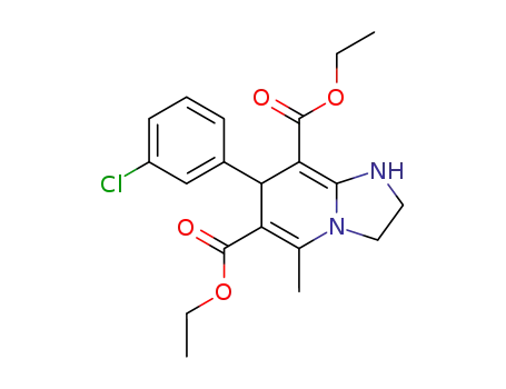 Molecular Structure of 50620-71-8 (Imidazo[1,2-a]pyridine-6,8-dicarboxylic acid,
7-(3-chlorophenyl)-1,2,3,7-tetrahydro-5-methyl-, diethyl ester)
