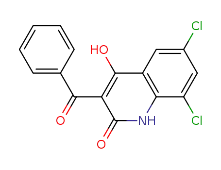 Molecular Structure of 90181-92-3 (6,8-dichloro-2-hydroxy-3-(phenylcarbonyl)quinolin-4(1H)-one)