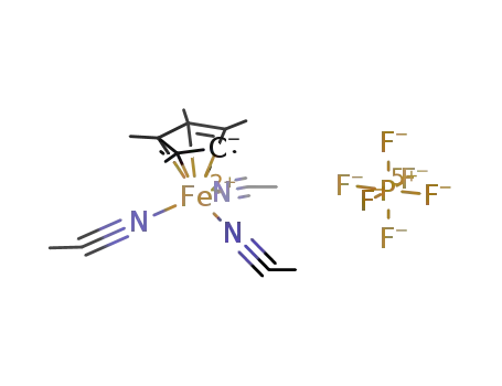 Molecular Structure of 86991-88-0 ([(η5-pentamethylcyclopentadienyl)iron(acetonitrile)3]PF6)