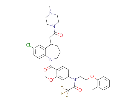 Molecular Structure of 175145-22-9 (7-chloro-5-[(4-methyl-1-piperazinyl)carbonyl-methyl]-1-[2-methoxy-4-{N-[2-(2-methylphenoxy)ethyl]-N-trifluoroacetylamino}-benzoyl]-2,3,4,5-tetrahydro-1H-benzazepine)