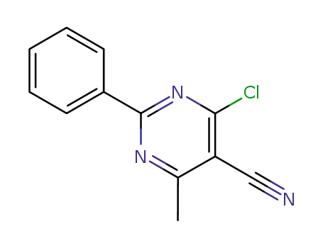 Molecular Structure of 914074-37-6 (4-chloro-6-methyl-2-phenylpyrimidine-5-carbonitrile)