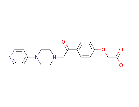 Molecular Structure of 166950-14-7 (Acetic acid, [4-[[4-(4-pyridinyl)-1-piperazinyl]acetyl]phenoxy]-, methyl
ester)