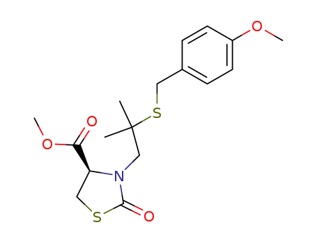 4-Thiazolidinecarboxylic acid,
3-[2-[[(4-methoxyphenyl)methyl]thio]-2-methylpropyl]-2-oxo-, methyl
ester, (R)-