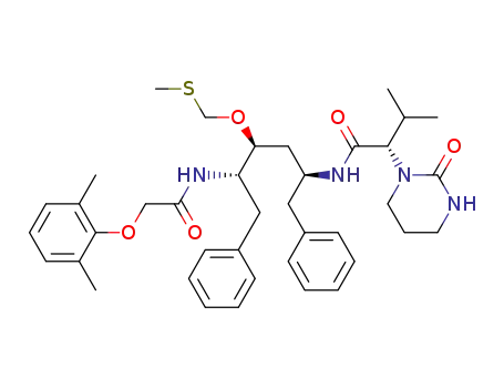 Molecular Structure of 875435-49-7 ((2S)-N-{(1S,3S,4S)-1-benzyl-4-{[(2,6-dimethylphenoxy)acetyl]amino}-3-[(methylthio)methoxy]-5-phenylpentyl}-3-methyl-2-(2-oxotetrahydropyrimidin-1(2H)-yl)butanamide)