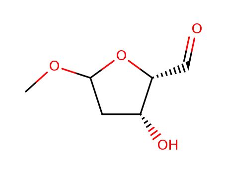 Molecular Structure of 105229-01-4 (D-threo-Pentodialdo-1,4-furanoside, methyl 2-deoxy- (9CI))