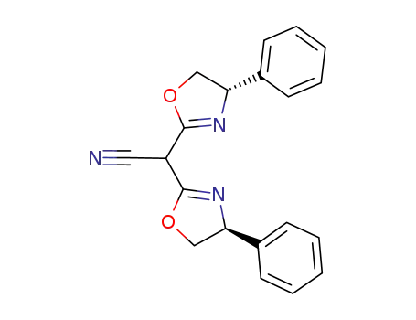 Molecular Structure of 165554-93-8 (2-Oxazoleacetonitrile,
a-[(4S)-4,5-dihydro-4-phenyl-2-oxazolyl]-4,5-dihydro-4-phenyl-, (4S)-)