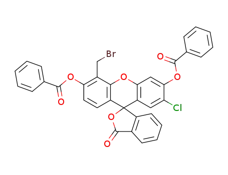Molecular Structure of 389625-16-5 (7'-chloro-4'-bromomethylfluorescein dibenzoate)