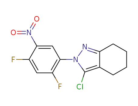 Molecular Structure of 121592-85-6 (3-chloro-2-(2,4-difluoro-5-nitrophenyl)-4,5,6,7-tetrahydro-2H-indazole)