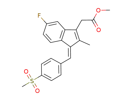 Molecular Structure of 141741-24-4 (1H-Indene-3-acetic acid,
5-fluoro-2-methyl-1-[[4-(methylsulfonyl)phenyl]methylene]-, methyl ester,
(1Z)-)