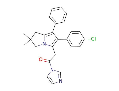 Molecular Structure of 1175530-60-5 (2-(6-(4-chlorophenyl)-2,2-dimethyl-7-phenyl-2,3-dihydro-1H-pyrrolizin-5-yl)-1-(1H-imidazol-1-yl)ethanone)