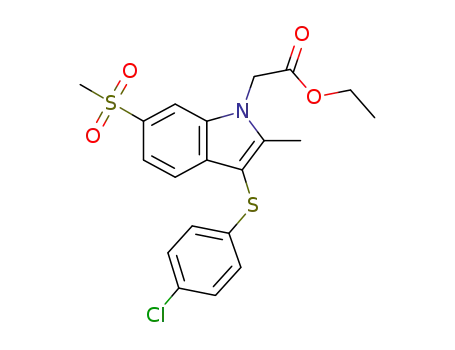 1H-Indole-1-acetic acid,
2-methyl-3-[(4-methylphenyl)thio]-6-(methylsulfonyl)-, ethyl ester