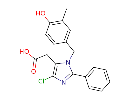 Molecular Structure of 85181-25-5 (1H-Imidazole-5-acetic acid,
4-chloro-1-[(4-hydroxy-3-methylphenyl)methyl]-2-phenyl-)