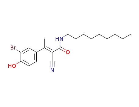 Molecular Structure of 501334-28-7 (2-Butenamide, 3-(3-bromo-4-hydroxyphenyl)-2-cyano-N-nonyl-, (2E)-)