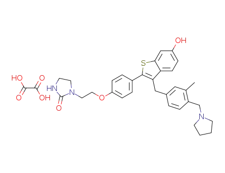 6-Hydroxy-3-[3-methyl-4-[(1-pyrrolidinyl)methyl]-benzyl]-2-[4-[2-(2-oxoimidazolidin-1-yl)ethoxy]phenyl]-benzo[b]thiophene Oxalate