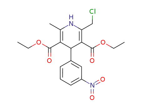 Molecular Structure of 105435-14-1 (diethyl 2-(chloromethyl)-6-methyl-4-(3-nitrophenyl)-1,4-dihydropyridine-3,5-dicarboxylate)