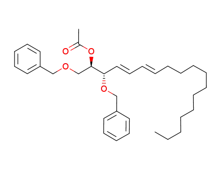 Molecular Structure of 1048997-30-3 ((2R,3S,4E,6E)-1,3-bis(benzyloxy)octadeca-4,6-dien-2-yl acetate)