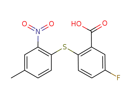 Molecular Structure of 1005412-82-7 (5-fluoro-2-(4'-methyl-2'-nitrophenylthio)benzoic acid)