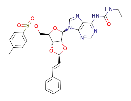 ((2S,3aS,4R,6R,6aS)-6-(6-(3-etylureido)-9H-purin-9-yl)-2-styryl-tetrahydrofuro[3,4-d][1,3]dioxol-4-yl)methyl 4-methylbenzenesulfonate