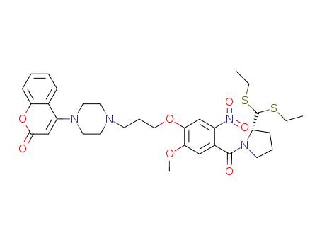 (2S)-N-{4-[4-[3-[4-(2-oxo-2H-2-chromenyl)piperazino]propyl]oxy]-5-methoxy-2-nitrobenzoyl}pyrrolidine-2-carboxaldehyde diethylthioacetal
