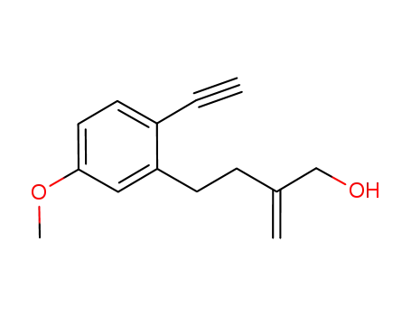 Molecular Structure of 1046789-84-7 (4-(2-ethynyl-5-methoxyphenyl)-2-methylenebutan-1-ol)