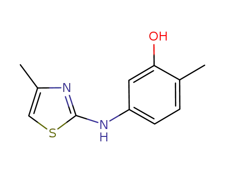 Molecular Structure of 933045-63-7 (5-(4-METHYLTHIAZOL-2-YLAMINO)-2-METHYLPHENOL)