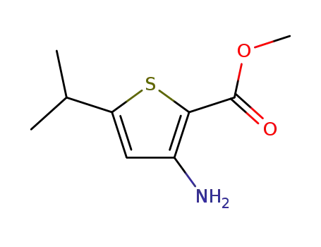 Molecular Structure of 216574-44-6 (2-Thiophenecarboxylicacid,3-amino-5-(1-methylethyl)-,methylester(9CI))