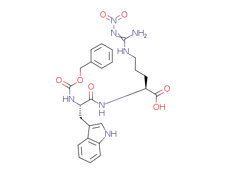 Molecular Structure of 17461-53-9 ((S)-2-[(S)-2-benzyloxycarbonylamino-3-(1H-indol-3-yl)-propanoylamino]-5-nitroguanidinopentanoic acid)