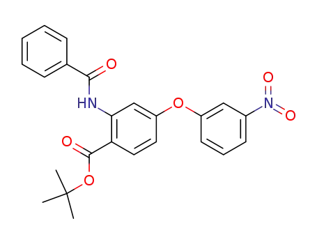 Molecular Structure of 890316-67-3 (Benzoic acid, 2-(benzoylamino)-4-(3-nitrophenoxy)-, 1,1-dimethylethyl
ester)