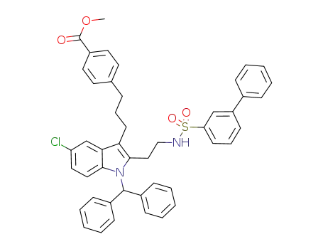 Molecular Structure of 1019217-38-9 (methyl 4-[3-(1-benzhydryl-2-{2-[(1,1'-biphenyl-3-ylsulfonyl)amino]ethyl}-5-chloro-1H-indol-3-yl)propyl]benzoate)