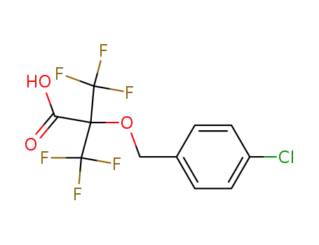 Molecular Structure of 60200-34-2 (Propanoic acid,
2-[(4-chlorophenyl)methoxy]-3,3,3-trifluoro-2-(trifluoromethyl)-)