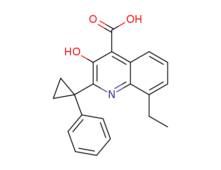 Molecular Structure of 1067186-32-6 (8-ethyl-3-hydroxy-2-(1-phenylcyclopropyl)quinoline-4-carboxylic acid)