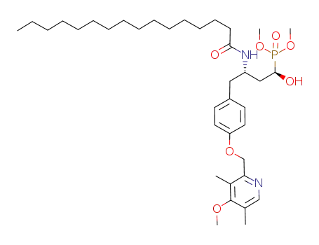 Molecular Structure of 1025112-89-3 ({(1R,3S)-3-hexadecanoylamino-1-hydroxy-4-[4-(4-methoxy-3,5-dimethyl-pyridin-2-ylmethoxy)-phenyl]-butyl}-phosphonic acid dimethyl ester)