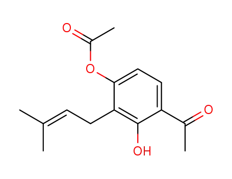 Molecular Structure of 95604-05-0 (Ethanone, 1-[4-(acetyloxy)-2-hydroxy-3-(3-methyl-2-butenyl)phenyl]-)