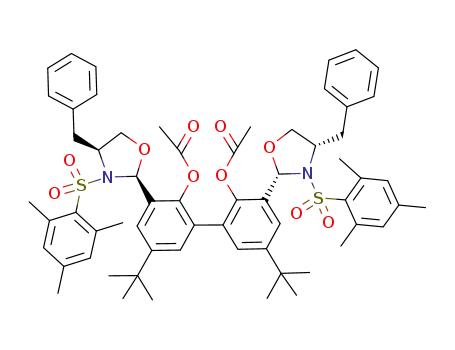2,2'-diacetoxy-3,3'-bis[(2S,4S)-4-benzyl-3-(2,4,6-trimethylbenzenesulfonyl)-1,3-oxazolidinyl]-5,5'-di-tert-butyl-biphenyl