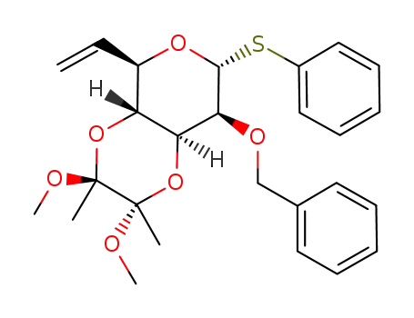 phenyl 2-O-benzyl-6,7-dideoxy-3,4-O-(2',3'-dimethoxybutane-2',3'-diyl)-1-thio-α-D-mannohepto-6-enopyranoside