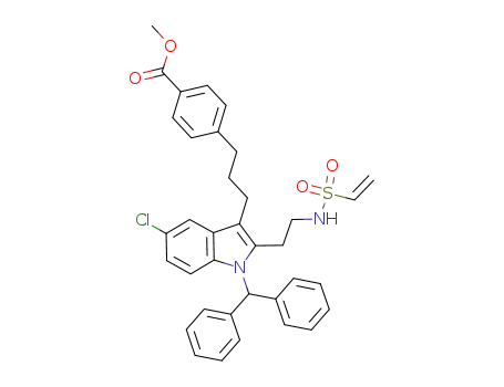 Molecular Structure of 1002987-04-3 (methyl 4-[3-(5-chloro-1-(diphenylmethyl)-2-{2-[(vinylsulfonyl)amino]ethyl}-1H-indol-3-yl)propyl]benzoate)