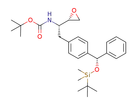 Molecular Structure of 1133960-31-2 (tert-butyl (S)-2-(4-(S)-tert-butyldimethylsilyloxyphenylmethylphenyl)-1-((S)-oxiran-2-yl)ethylcarbamate)