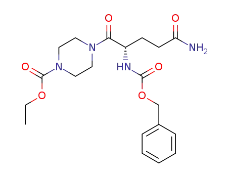 Molecular Structure of 1021703-31-0 (4-((S)-2-benzyloxycarbonylamino-4-carbamoylbutyryl)piperazine-1-carboxylic acid ethyl ester)