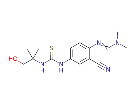 Molecular Structure of 937263-23-5 (1-(3-cyano-4-((dimethylamino)methyleneamino)phenyl) 3-(1-hydroxy-2-methylpropan-2-yl)thiourea)