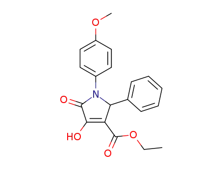 Molecular Structure of 401941-23-9 (1-(4-Methoxyphenyl)-4,5-dioxo-2-phenyl-3-pyrrolidinecarboxylic acid ethyl ester)