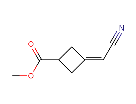 Molecular Structure of 206445-57-0 (Cyclobutanecarboxylic acid, 3-(cyanomethylene)-, methyl ester (9CI))