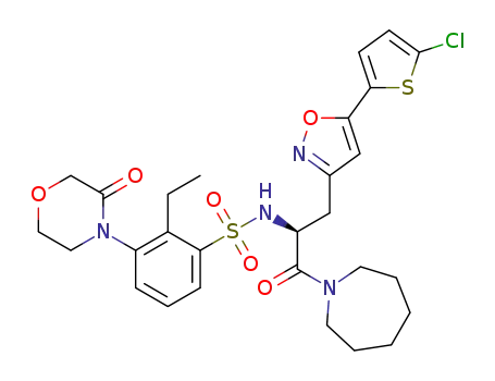N-{(S)-2-azepan-1-yl-1-[5-(5-chloro-thiophen-2-yl)-isoxazol-3-ylmethyl]-2-oxo-ethyl}-2-ethyl-3-(3-oxo-morpholin-4-yl)-benzenesulfonamide