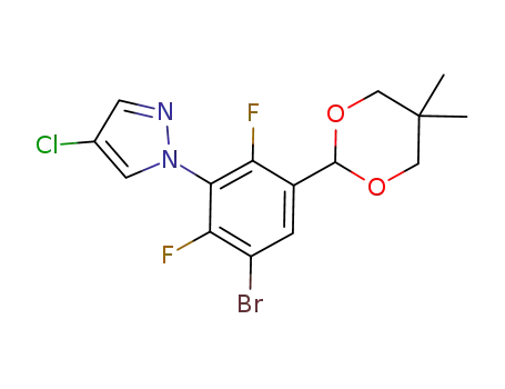 Molecular Structure of 1152719-86-2 (1-(3-bromo-5-(5,5-dimethyl-1,3-dioxan-2-yl)-2,6-difluorophenyl)-4-chloro-1H-pyrazole)