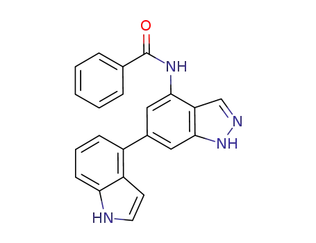 Molecular Structure of 1198408-81-9 (N-(6-(1H-indol-4-yl)-1H-indazol-4-yl)benzamide)