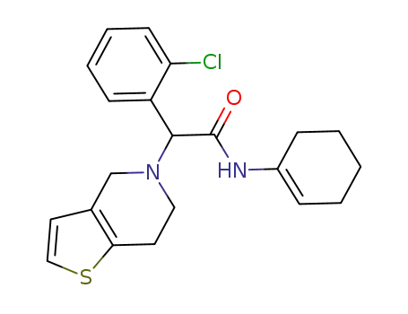 Molecular Structure of 1130832-62-0 (2-(2-chlorophenyl)-N-cyclohex-2-enyl-2-(6,7-dihydro-4H-thieno[3,2-c]pyridin-5-yl)acetamide)