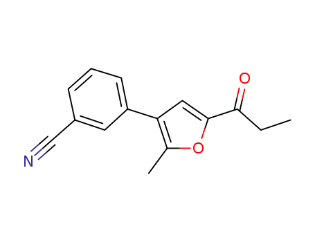 Molecular Structure of 1160844-01-8 (3-(2-methyl-5-propionylfuran-3-yl)benzonitrile)